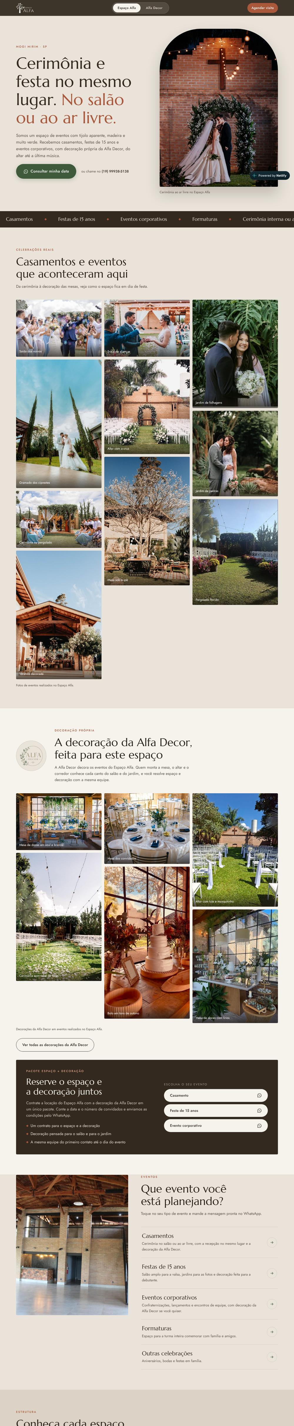 Site do Espaço Alfa, página inteira