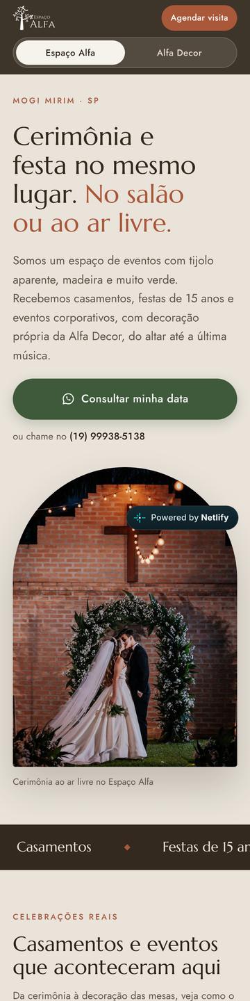 O mesmo site no celular