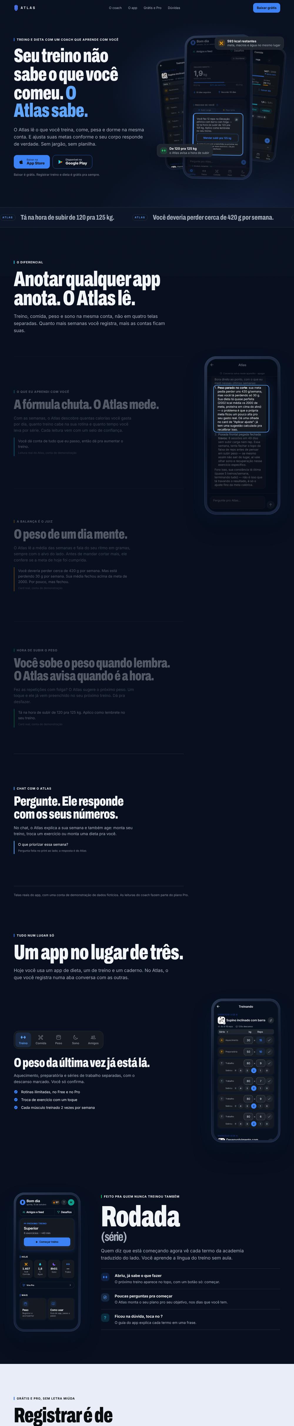 Site do app Atlas, página inteira
