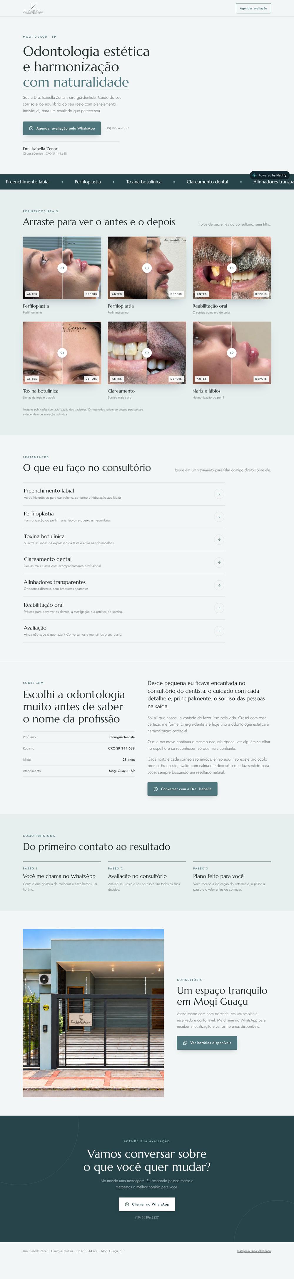 Site da Dra. Isabella Zenari, página inteira